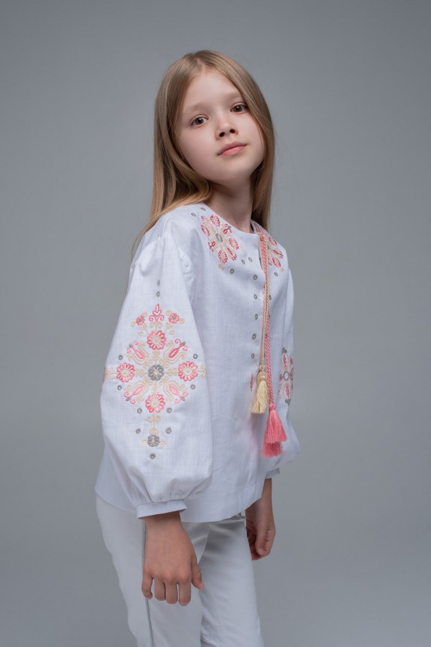 Embroidered blouse for girls White1 UKR-0313