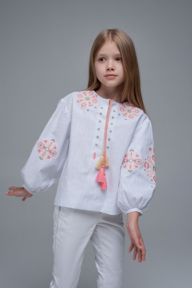 Embroidered blouse for girls White1 UKR-0313