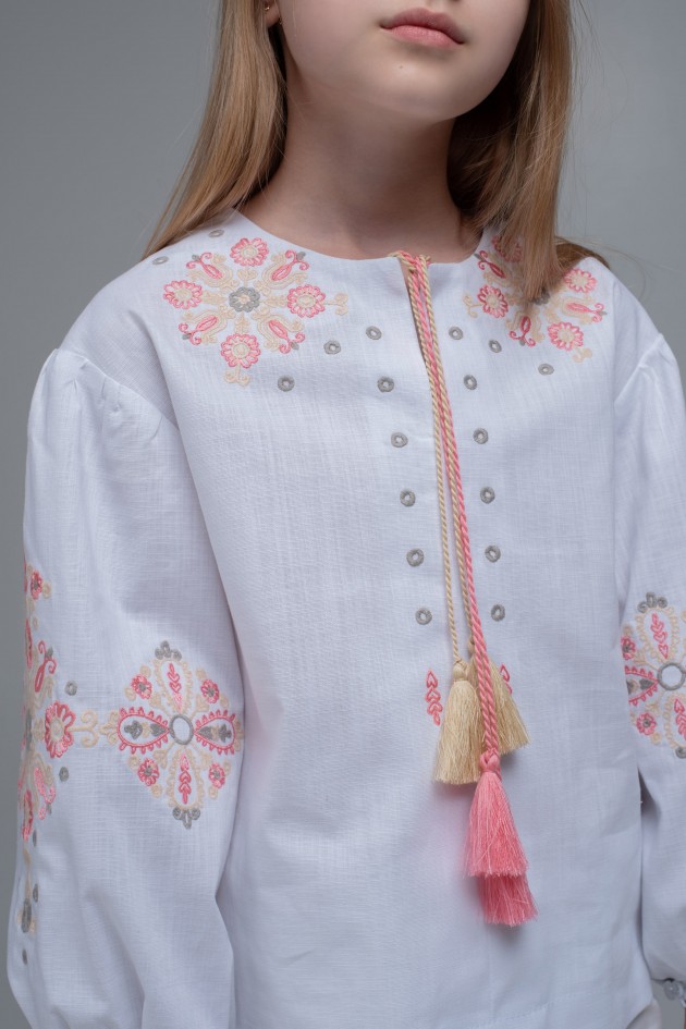 Embroidered blouse for girls White1 UKR-0313