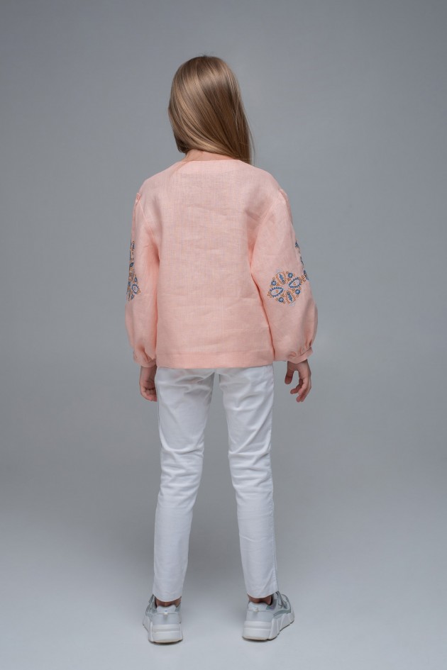 Embroidered blouse for a girl Pink1