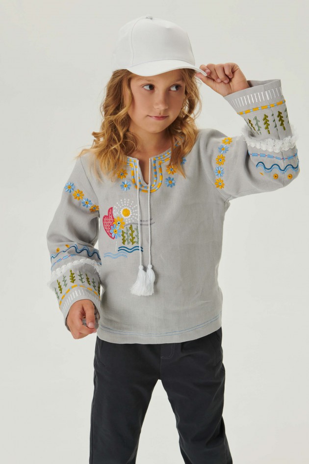 Embroidered shirt for girls Love Ukraine 2 UKR-0230