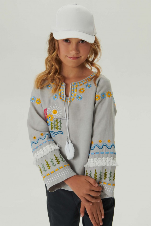 Embroidered shirt for girls Love Ukraine 2 UKR-0230