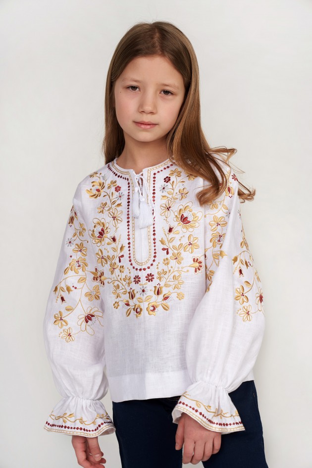 Embroidered blouse for girls White UKR-0312