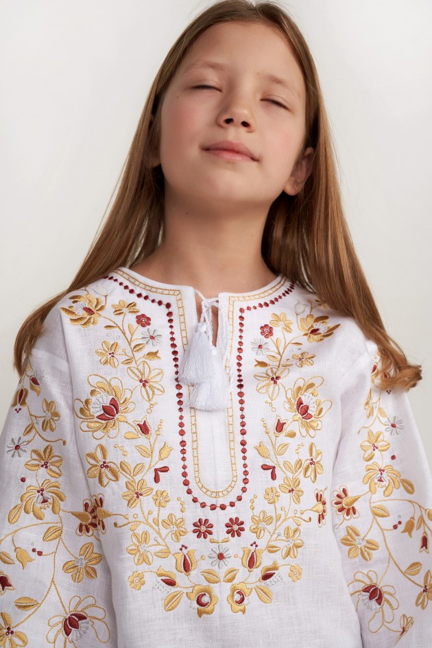 Embroidered blouse for girls White UKR-0312