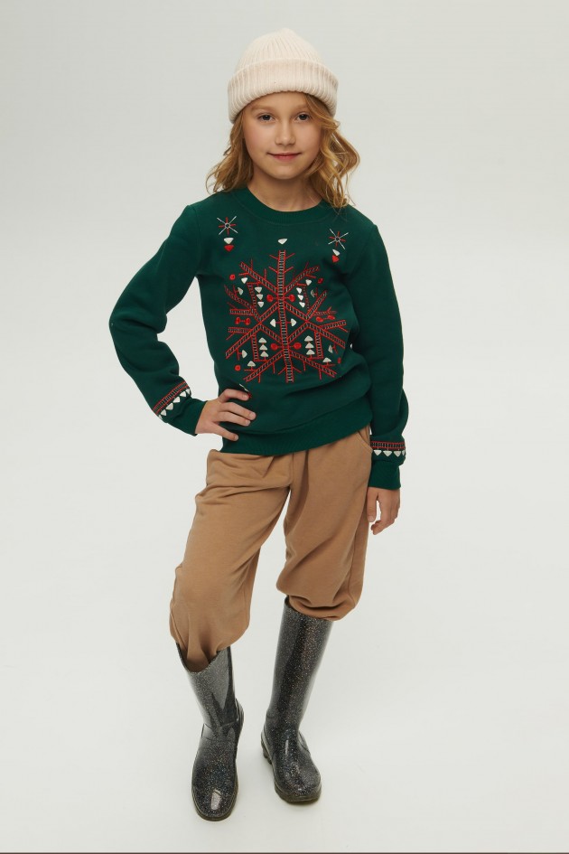 Christmas green sweatshirt for a girl UKRD-6645