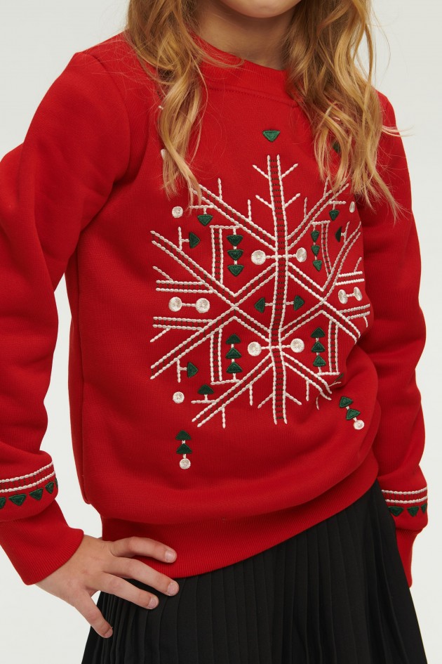 Christmas red sweatshirt for a girl UKRD-6646