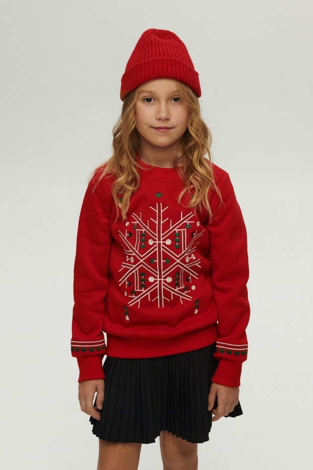 Christmas red sweatshirt for a girl UKRD-6646