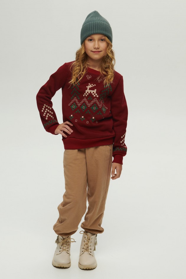 Christmas burgundy sweatshirt for a girl December UKRD-6647