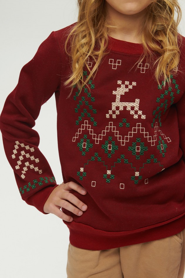 Christmas burgundy sweatshirt for a girl December UKRD-6647