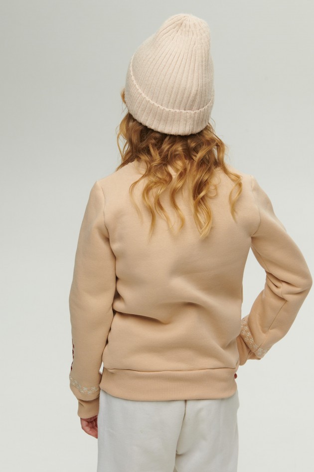Christmas beige sweatshirt for a girl December UKRD-6648
