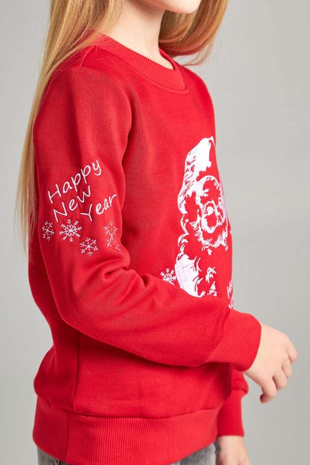 Christmas sweatshirt for girl Santa Claus red UKRS-6616