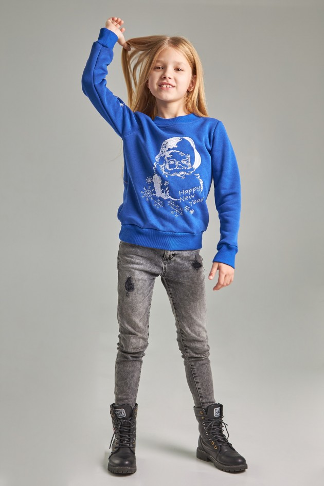 Christmas sweatshirt for girls Santa Claus Blue UKRS-6618