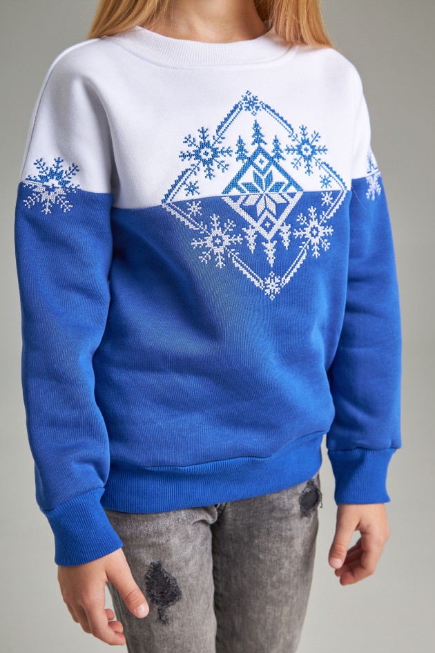 Christmas sweatshirt for girls snowflake Blue UKRS-6619