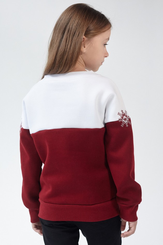 Christmas sweatshirts for a girl Burgundy Snowflake UKRS-6615D