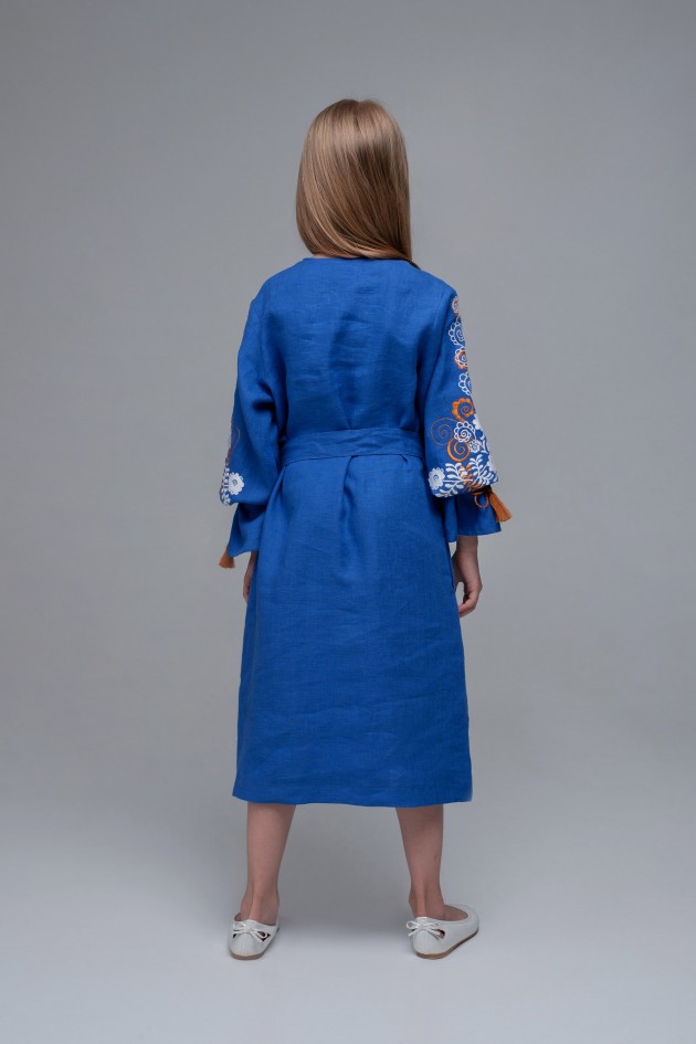 Embroidered dress for girls Blue/Elektrik