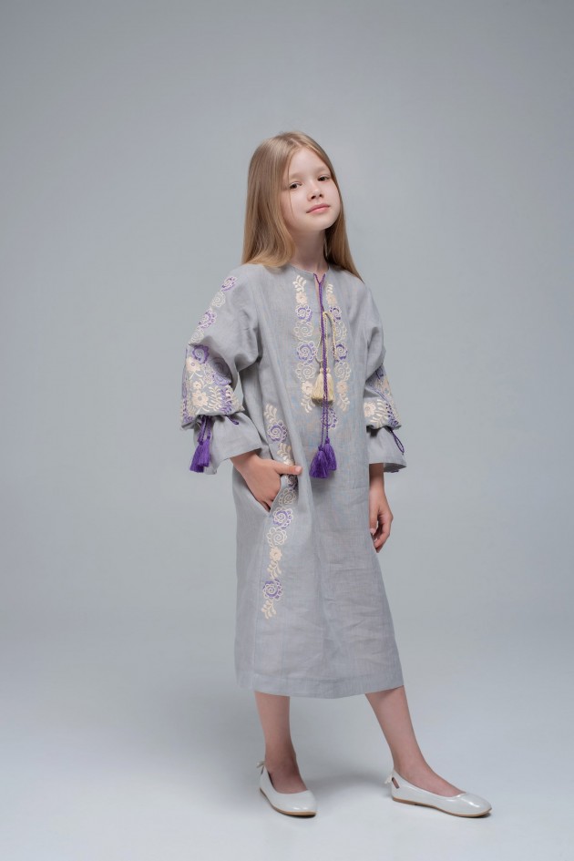 Embroidered dress for girls Gray1