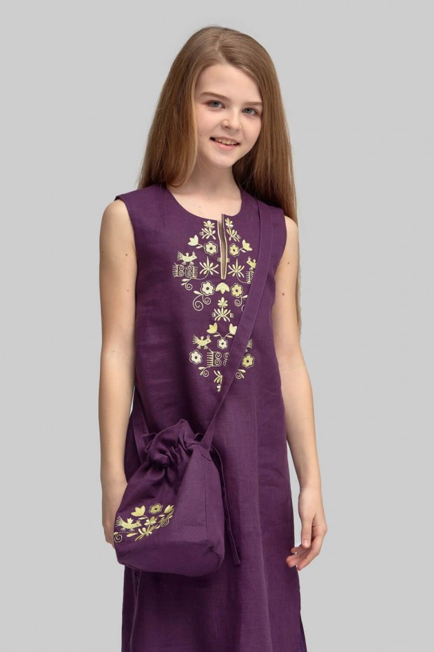 Embroidered embroidery dress for sleeves Dark Purple UKR-0218