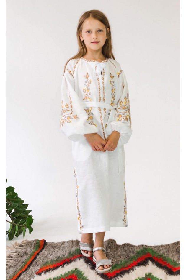 Embroidered dress for girls White 5 UKR-0222