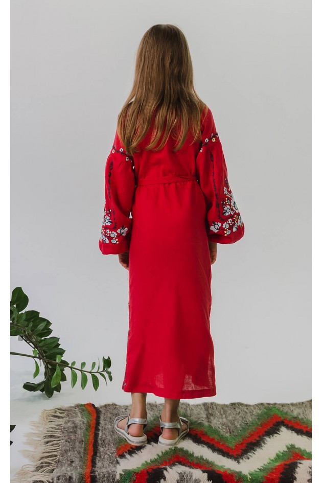Embroidered dress for girls Red