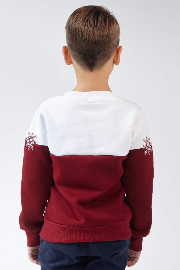 Christmas sweatshirt for a boy Burgundy Snowflake UKRS-6615Х