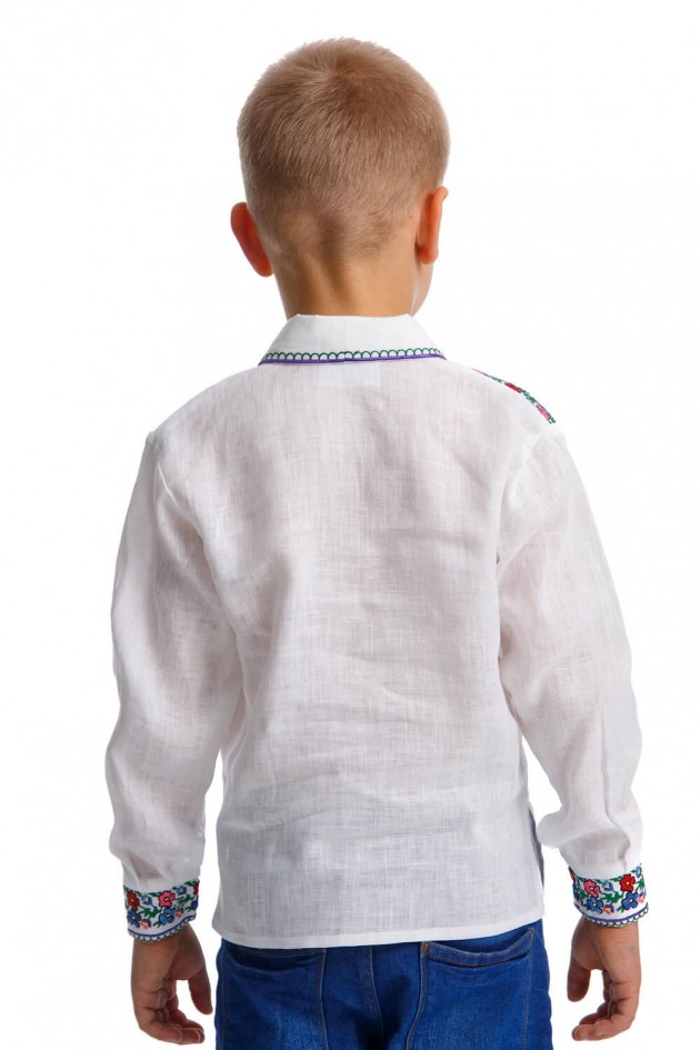 White embroidered embroidered shirt for a boy UKR-0129