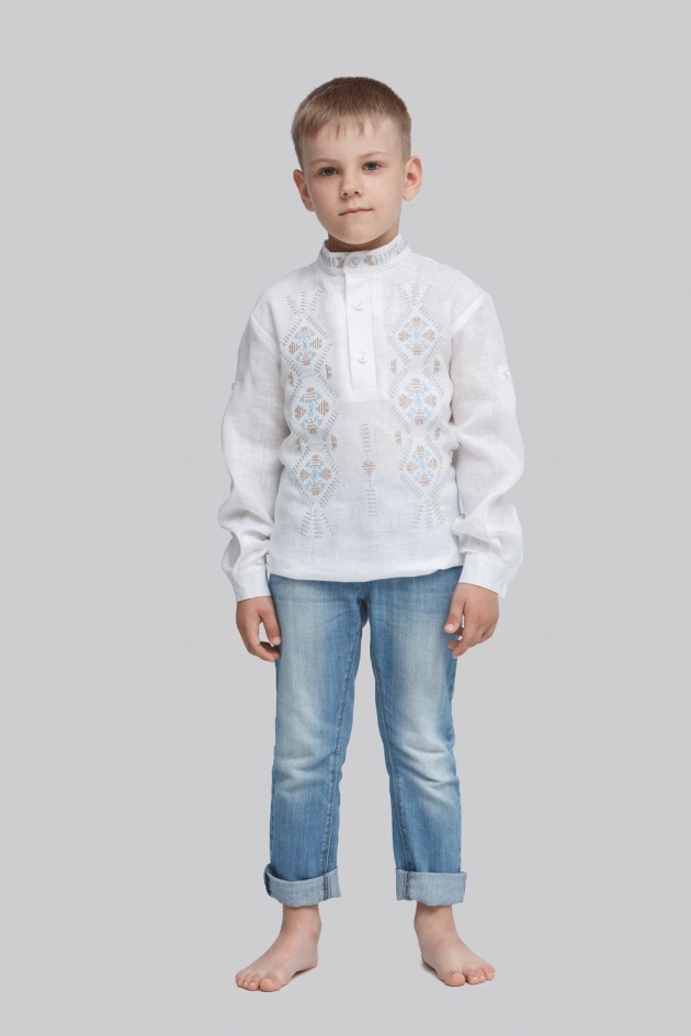 Дитяча вишиванка для хлопчика Трійця White UKR-0133