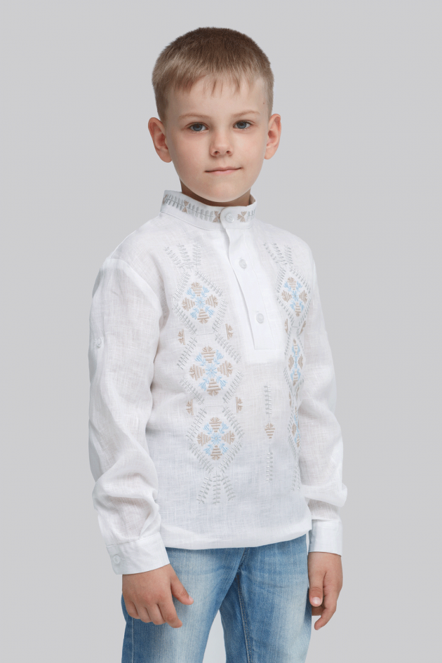 Дитяча вишиванка для хлопчика Трійця White UKR-0133