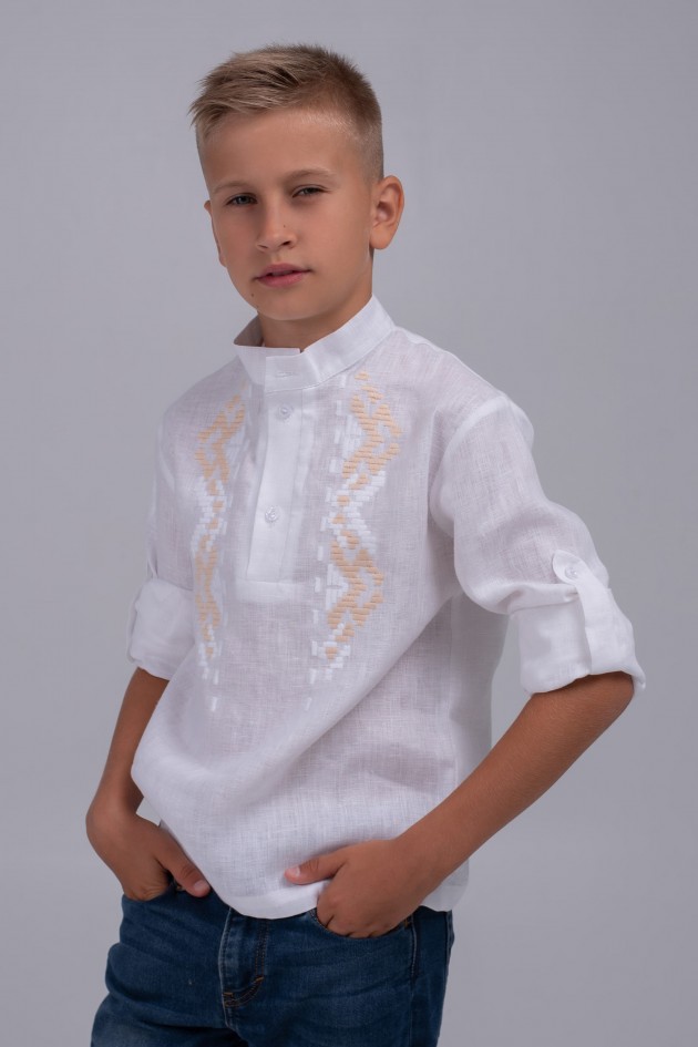 Дитяча вишиванка для хлопчика white UKR-0146