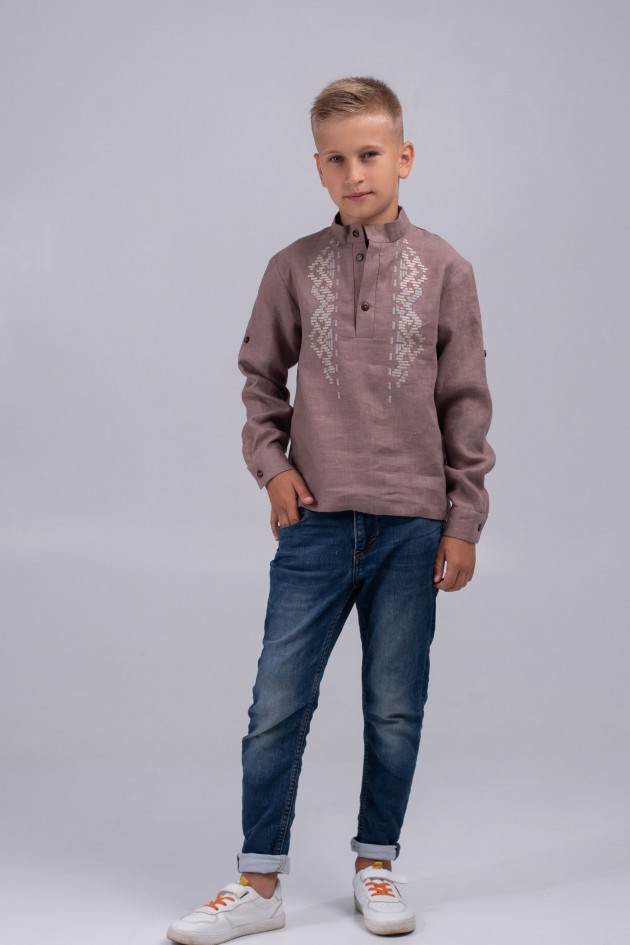 Children's embroidery for a boy coffee UKR-0147