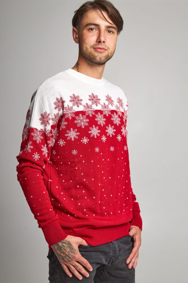 New Year's knitted sweater with stars UKRS-9945