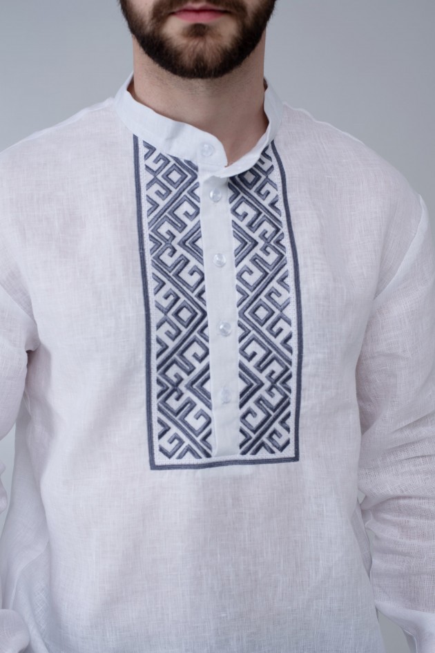 Men's embroidered shirt with a strap UKR-1301