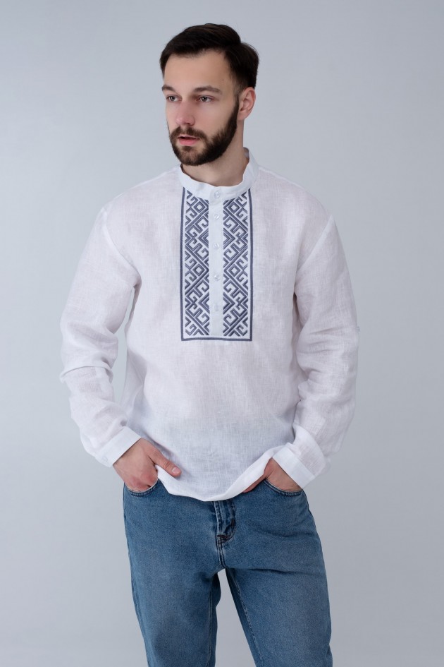 Men's embroidered shirt with a strap UKR-1301