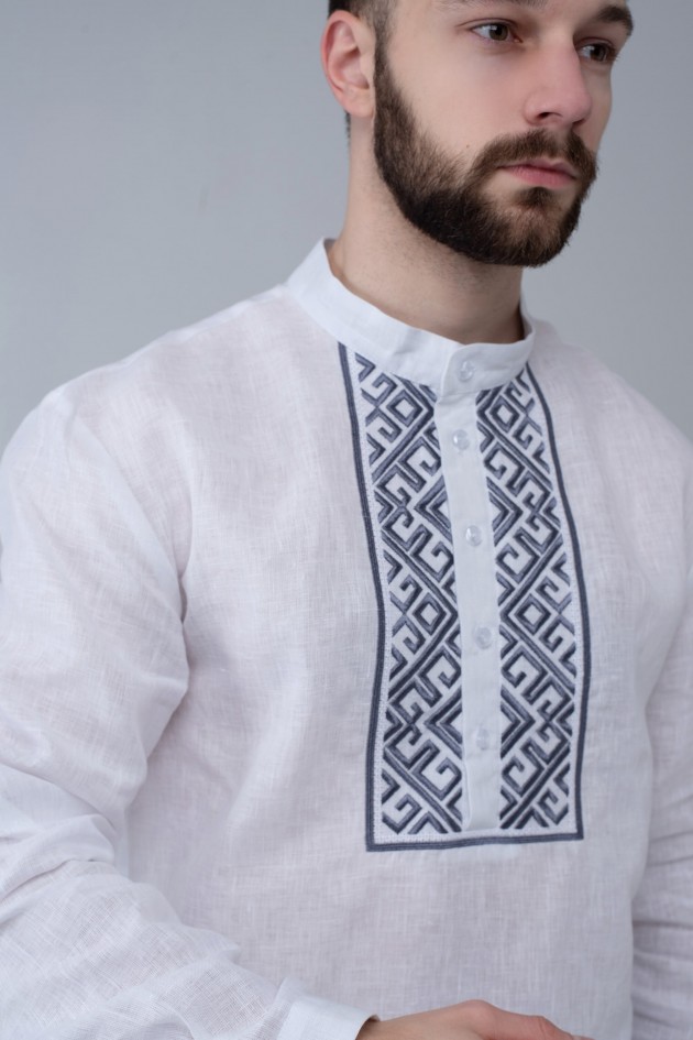 Men's embroidered shirt with a strap UKR-1301