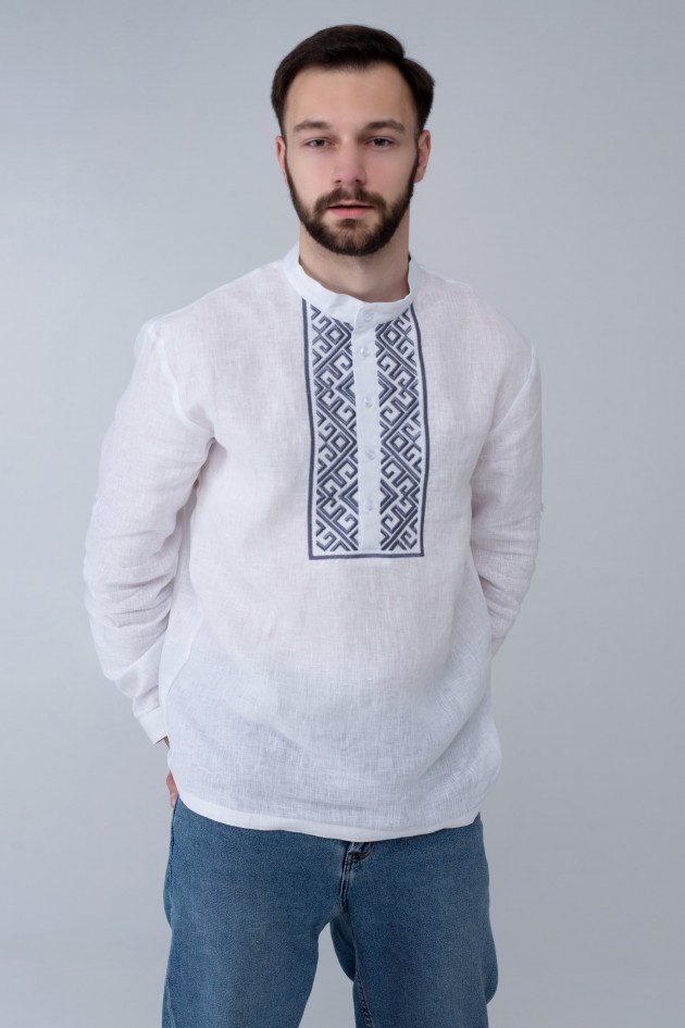 Men's embroidered shirt with a strap UKR-1301