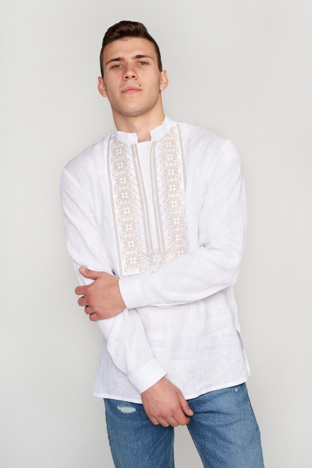 Men's embroidered shirt white UKR-1182