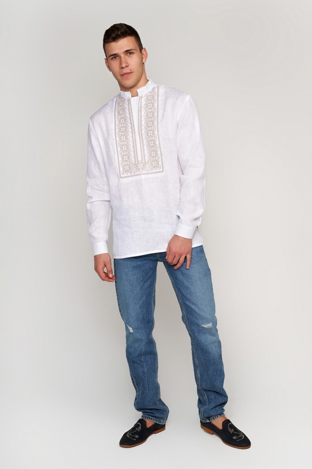 Men's embroidered shirt white UKR-1182