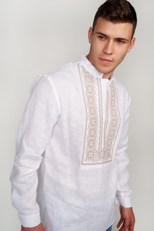 Men's embroidered shirt white UKR-1182