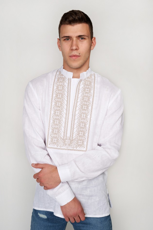 Men's embroidered shirt white