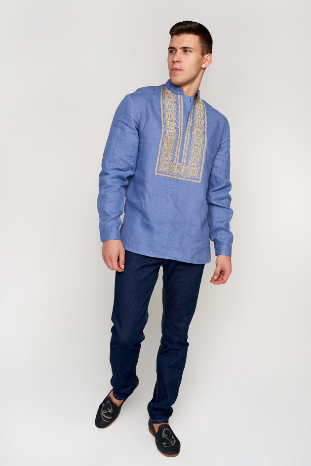 Men's embroidered shirt blue UKR-1184