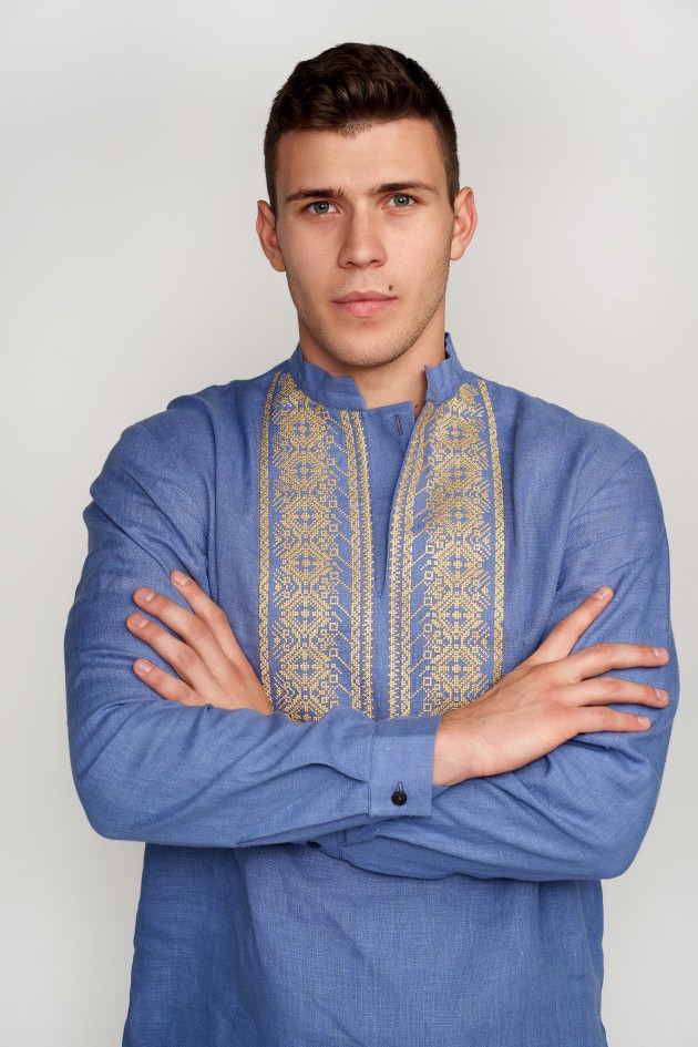 Men's embroidered shirt blue UKR-1184