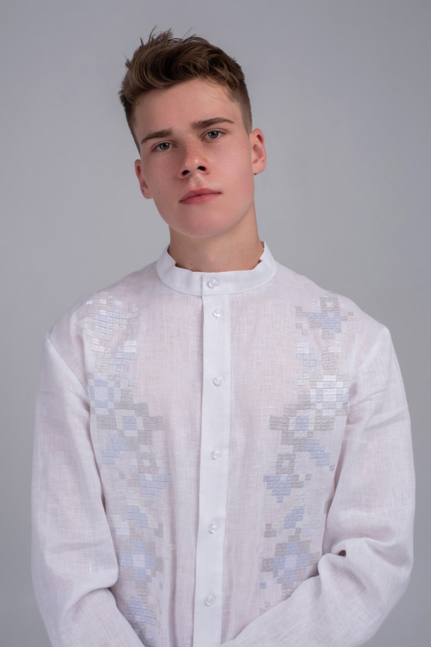 Men's embroidered shirt white White