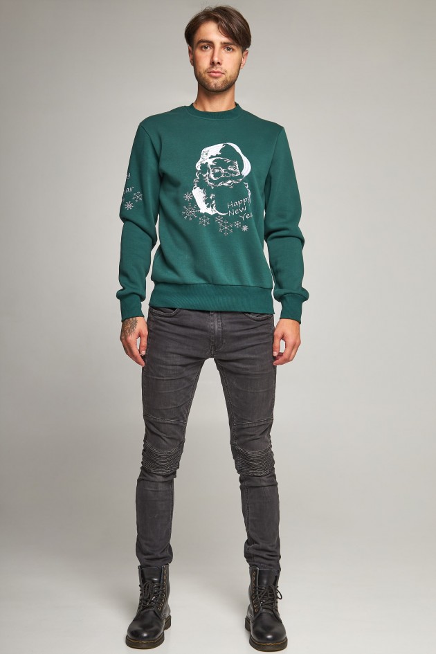 New Year's sweaters for two with Santa Claus Green