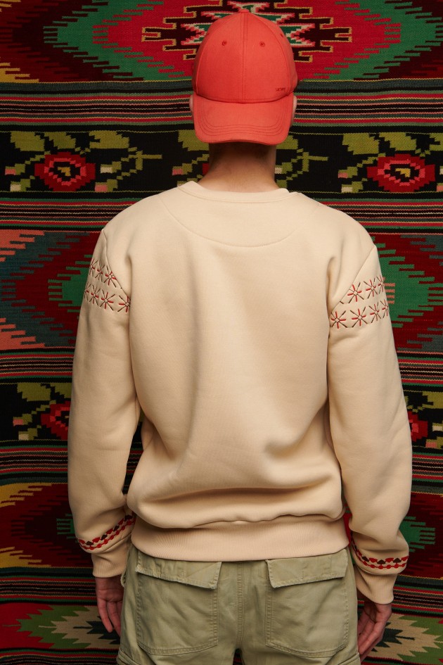 Men's Beige Christmas Sweatshirt UKRS-9969