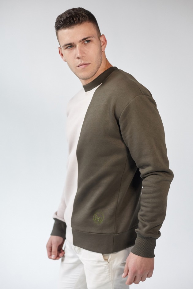 Чоловічий вишитий світшот Khaki+Beige UKRS-9918
