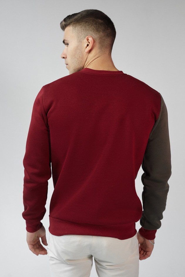Чоловічий вишитий світшот Burgundy+Beige+Khaki UKRS-9920