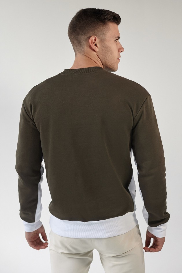 Чоловічий вишитий світшот Khaki+White+Beige