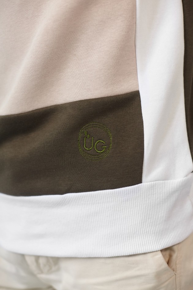 Чоловічий вишитий світшот Khaki+White+Beige