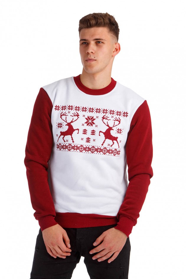 Christmas male sweatshirt with deer