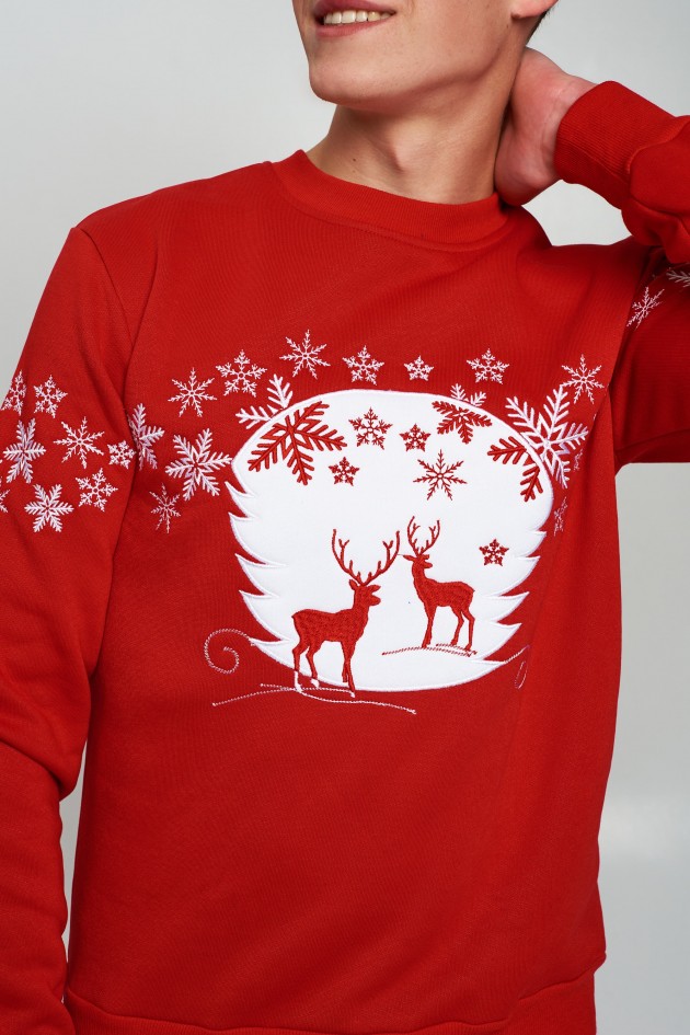 New Year's men's sweatshirt with deer