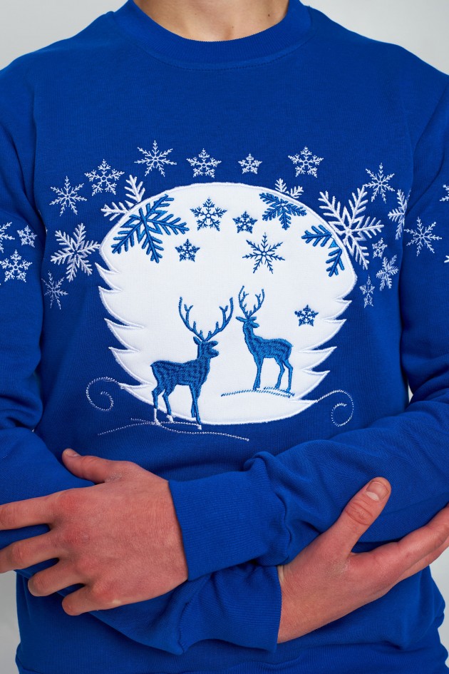 New Year's men's sweatshirt with deer UKRS-9954